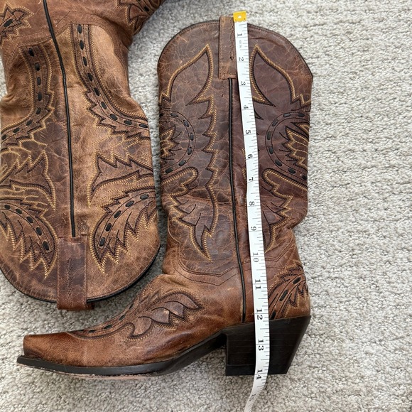 Dan Post SIDEWINDER Women 6 Western Cowboy Boots Brown MAD CAT Leather Snip Toe - Picture 7 of 10
